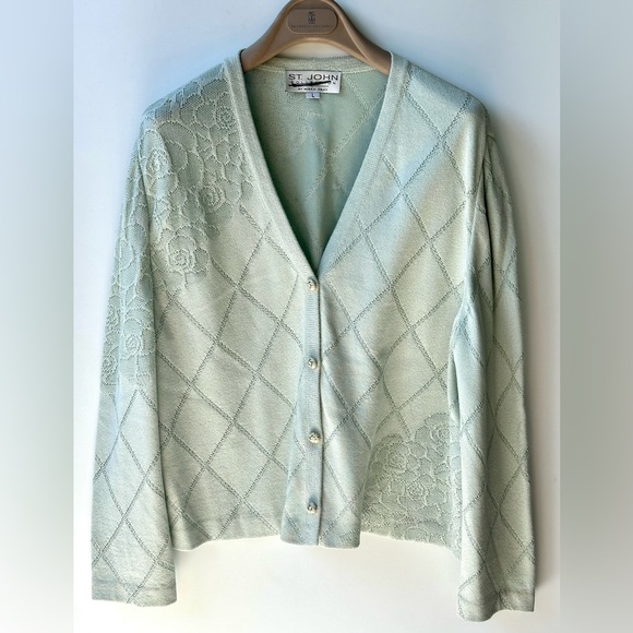 St. John Collection Sweaters - St. John Collection pale green cardigan, size L